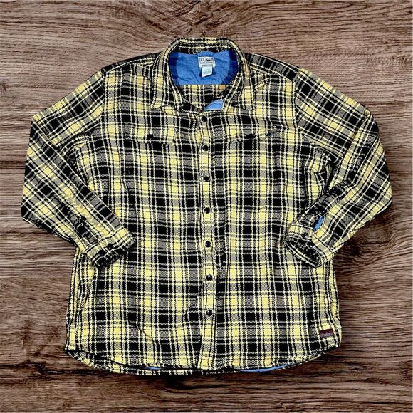 L.L. Bean Other - LL Bean Yellow Brown Plaid Slightly Fitted With‎ Pockets Jacket Men’s Size 2XLT
